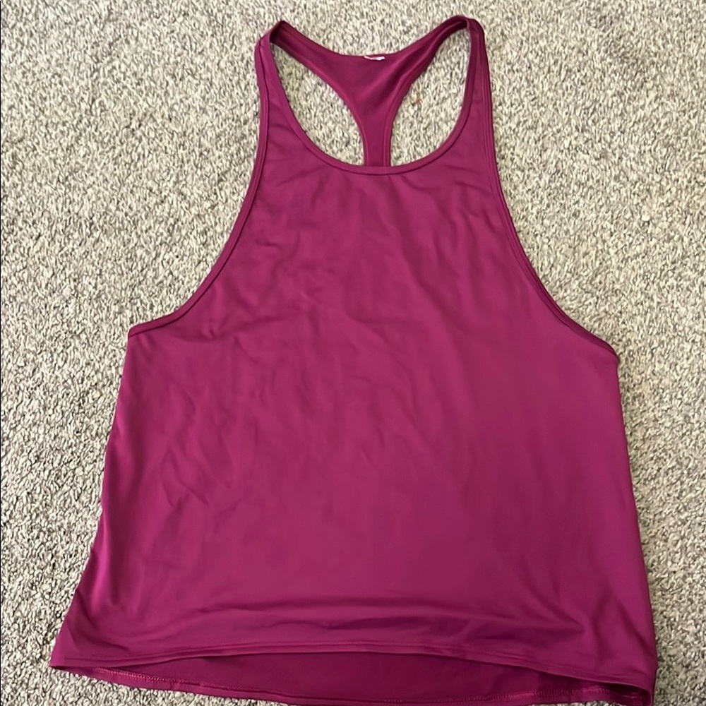 Racerback Tank Top in Magenta pit to pit is 15